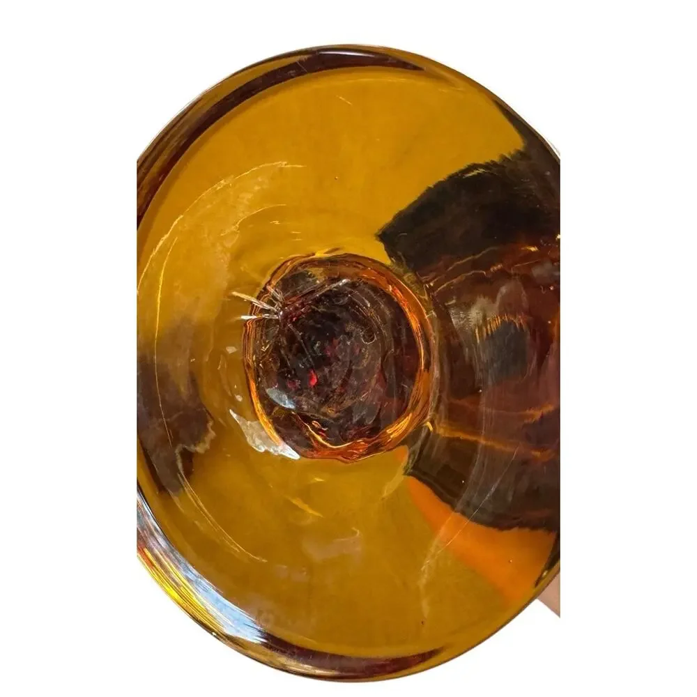 Vintage Amber Glass Goblets (2) Mid Century Modern Stemware Retro Drinkware READ